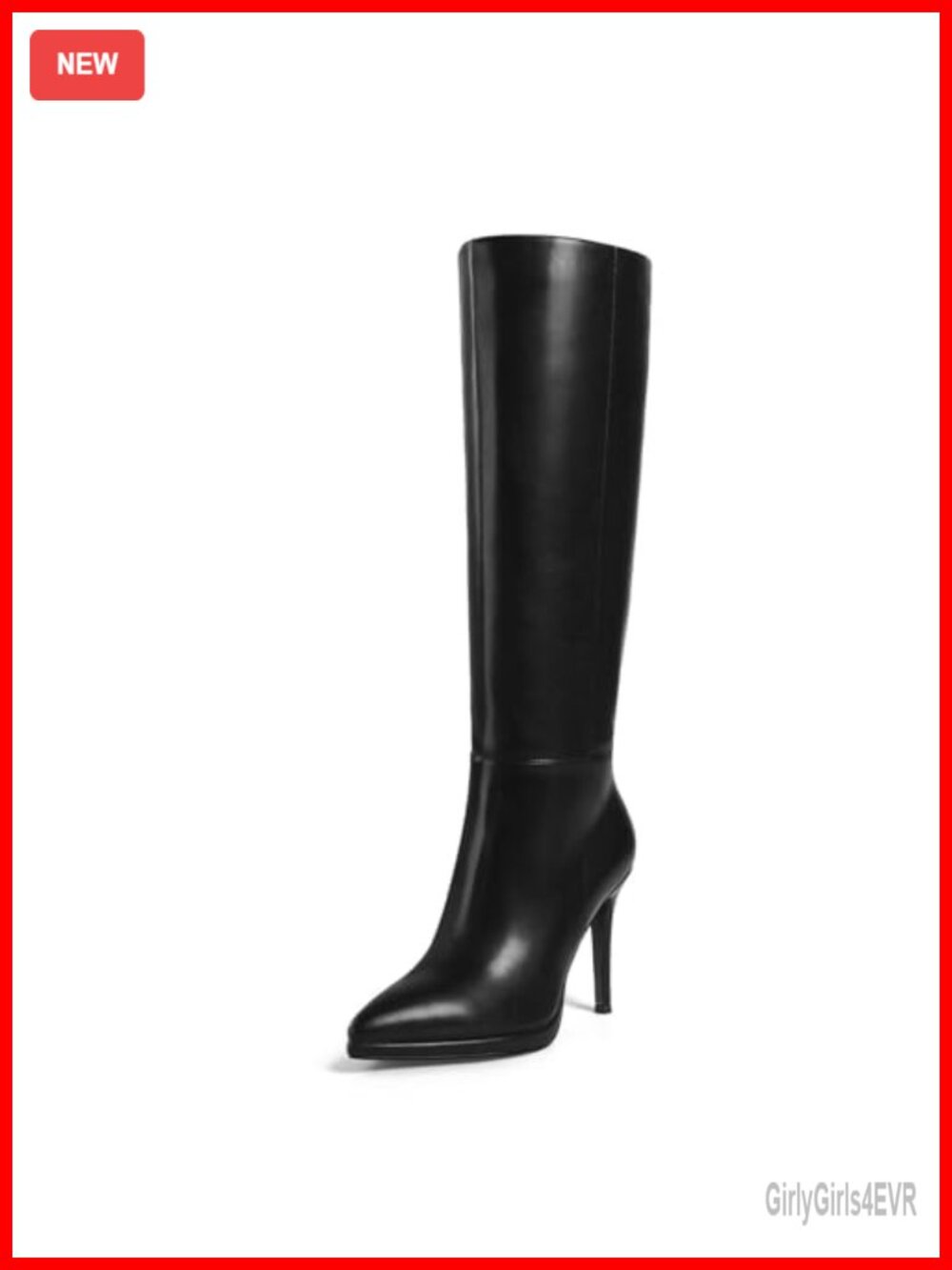 Faux Leather Knee High Boots Platform Stiletto Heel Pointed Toe Women